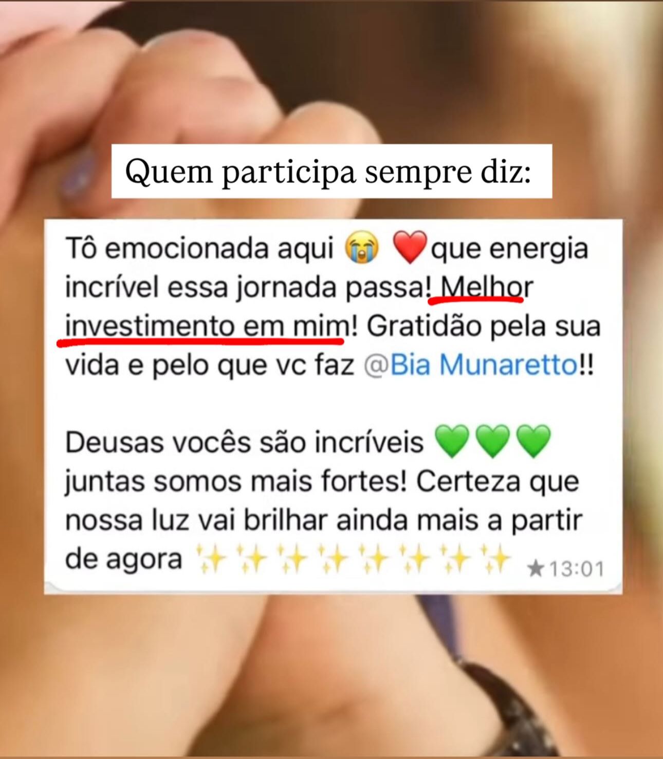 Depoimento sobre melhor investimento