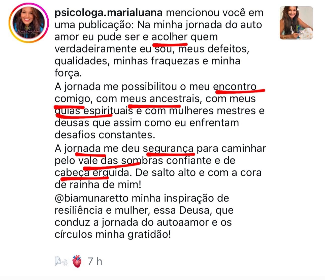 Depoimento da psicóloga Maria Luana