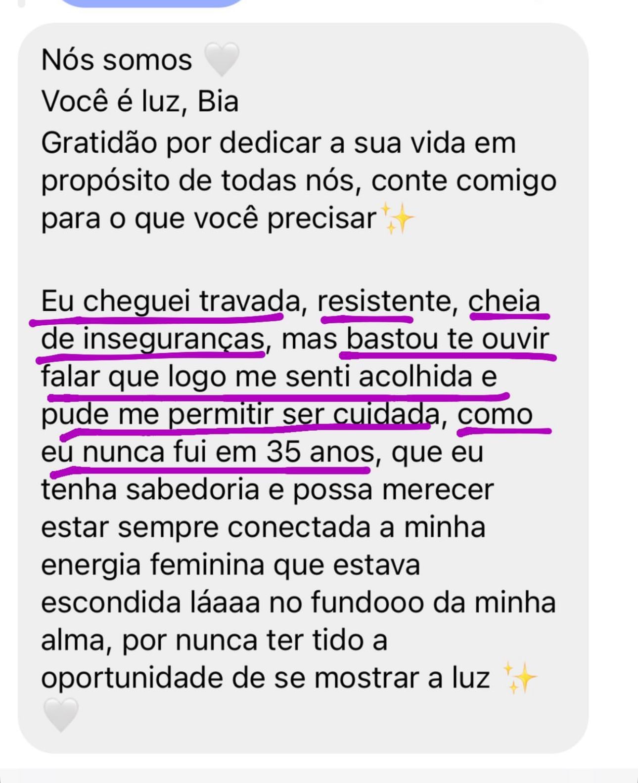 Depoimento sobre transformação pessoal